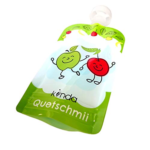 Bolsas de comida para bébés reutilizables (pack de 6), sin BPA | fácil de llenar y limpiar | ideal para batidos de fruta caseros, papi | adecuado para congelador y lavavajillas (100 ml)