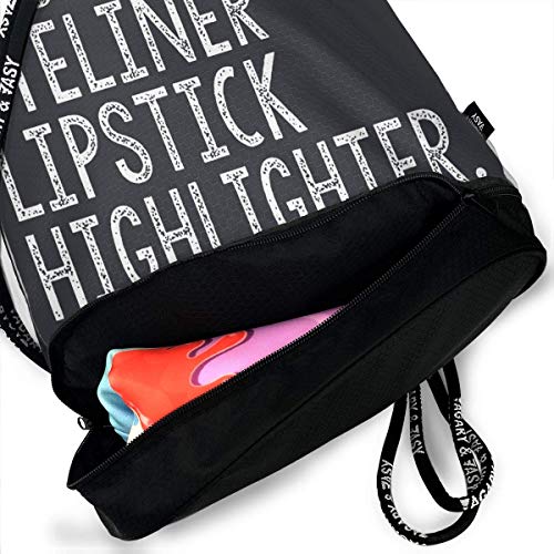Bolsas de Cuerdas,Bolsas de Gimnasia,Mochilas Tipo Casual, Brows Lashes Eyeliner Lipstick 3D Drawstring Bag Sport Gym Travel Bundle Backpack Pack Beam Mouth Shoulder Bags