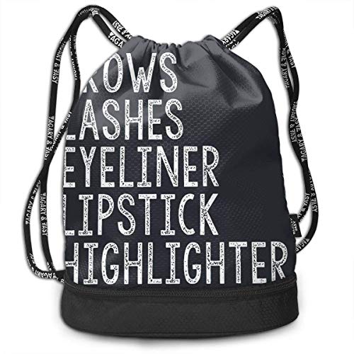 Bolsas de Cuerdas,Bolsas de Gimnasia,Mochilas Tipo Casual, Brows Lashes Eyeliner Lipstick 3D Drawstring Bag Sport Gym Travel Bundle Backpack Pack Beam Mouth Shoulder Bags
