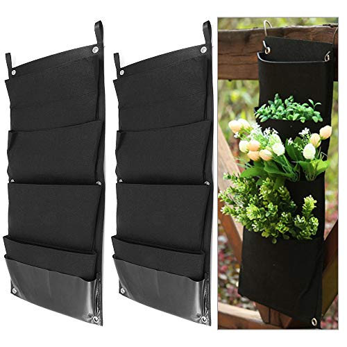 Bolsas de siembra Colgante de Pared 2 Piezas 4 Bolsillos Bolsas de Cultivo de siembra Vertical para decoración de Jardines