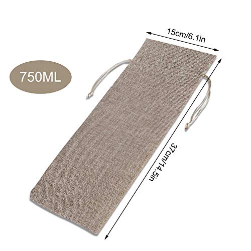Bolsas de Vino de Yute, 37 x 15.5cm Hessian Wine Carriers con cordón, Bolsas de Regalo para Vino Envoltura de botella para cata de vinos fiesta boda cumpleaños navidad (Color de Marron de 12 Piezas)
