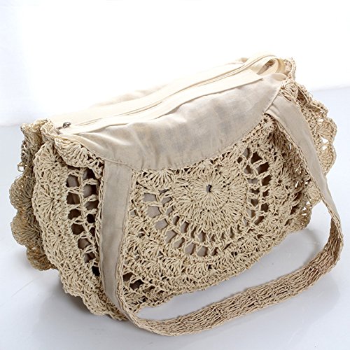 Bolso bandolera grande con patrón de flores, bolsa de almacenamiento de cuerdas de papel, bolsa de almacenamiento hecha a mano, bolsa de playa de paja bohemia, bolso de mano para la compra, redondo