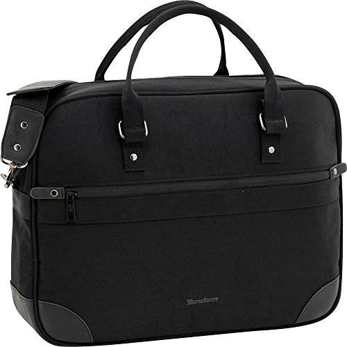 Bolso Bandolera portadocumentos de Gran Capacidad. Bolsillo Frontal con Cremallera y Bolsillos Interiores Acolchados. Acople a Trolley 41x31x8cm - by Tandem