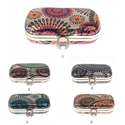 Bolso de Embrague Monedero Cartera Bolso de Lentejuelas étnica para Novia Usos Múltiples - Gris