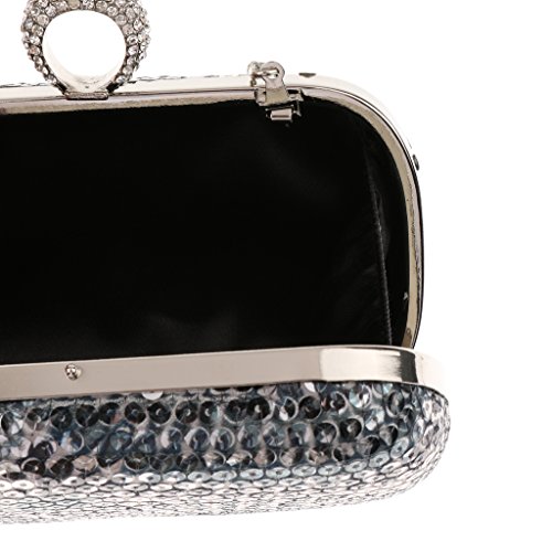 Bolso de Embrague Monedero Cartera Bolso de Lentejuelas étnica para Novia Usos Múltiples - Gris