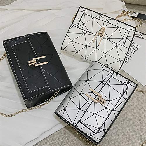 Bolso De Las Mujeres De Solo Bolso 2020 Otoño Nueva Versión Coreana De La Cadena Del Bolso Messenger Bag Hombro Salvaje De La Grieta Impresión Salvaje (Color : Silver, Size : 17cm*6cm*12cm)