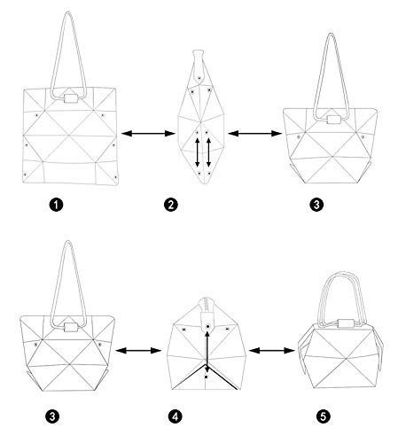 Bolso Geométrico Grande Bolso de Hombro Bolso Tote Bag Bolsos Shopper Bolso de Mujer Bolso de Bandolera Deformable 3 Bolsos de Diferentes Estilos,Diseño de Celosía de Fragmentos