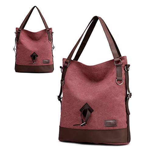 Bolso Mochilas Mujer Casual, JOSEKO Niña Lona Multifuncional Antirrobo Bolso de Cuero de Gran Capacidad Bolsas de Hombro Mochila
