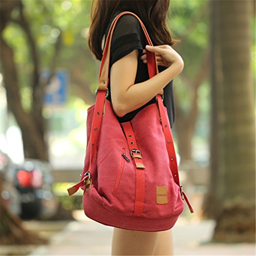 Bolso Mochilas Mujer Casual Vendimia, JOSEKO Niña Lona Multifuncional Antirrobo Bolso de Cuero de Gran Capacidad Bolsas de Viaje para Cualquier Ocasión