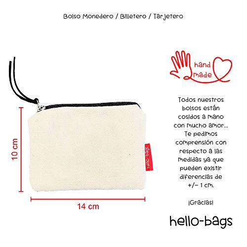 Bolso Monedero/Billetero/Tarjetero. Algodón 100%. Blanco. con Cremallera y Forro Interior. 14 * 10 cm. Incluye sobre Kraft de Regalo.