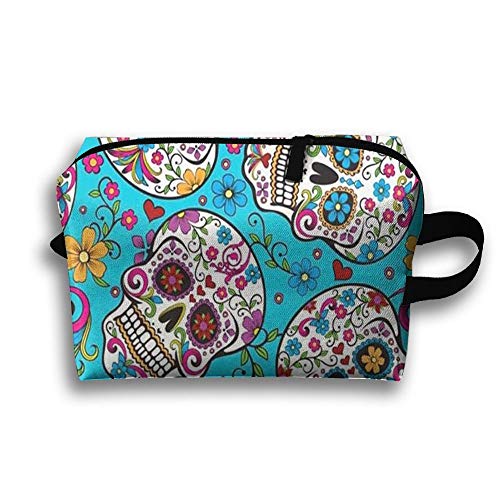 Bolsos cosméticos del viaje del cráneo del azúcar del bolso portátil del maquillaje para los regalos jovenes para mujer