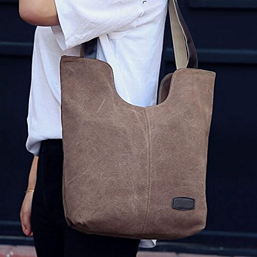 Bolsos de Hombro Mujer ESAILQ Bandolera Lona Shoppers de Grande y Baratos Café para Niña K