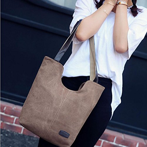 Bolsos de Hombro Mujer ESAILQ Bandolera Lona Shoppers de Grande y Baratos Café para Niña K