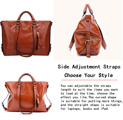 Bolsos de Las Mujeres, Popoti Bolsos de Hombro de Cuero Bolso de Mensajero Messenger Crossbody Bag, Nuevos Bolsillos de Compras Elegantes de la Señora (Marrón)