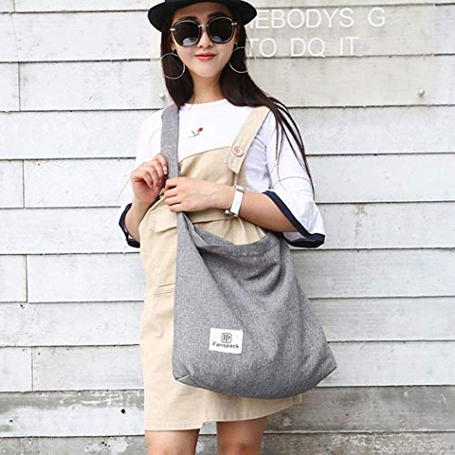 Bolsos Mujer,Fanspack Bolso Bandolera Mujer de Lona Hobo Bag Bolsos de Crossbody Bolso Shopper Multifuncional (Gris)