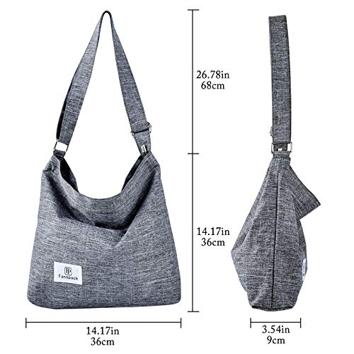 Bolsos Mujer,Fanspack Bolso Bandolera Mujer de Lona Hobo Bag Bolsos de Crossbody Bolso Shopper Multifuncional (Gris)