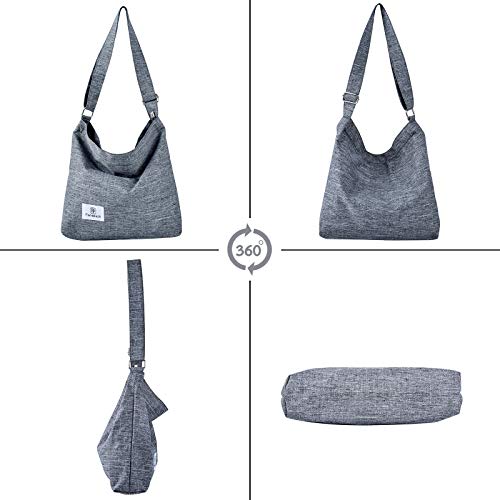Bolsos Mujer,Fanspack Bolso Bandolera Mujer de Lona Hobo Bag Bolsos de Crossbody Bolso Shopper Multifuncional (Gris)