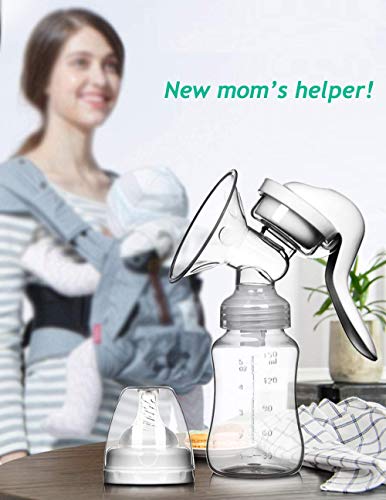 Bomba de pecho manual de succión de lactancia de silicona 150 ml de ahorro de leche de una sola manija bomba de pecho con pezón y tapa
