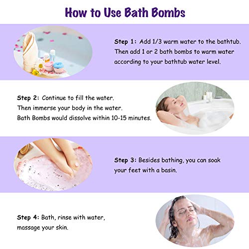 Bombas de Baño, 8x Bolas de Baño Orgánica y Vegana para Cuidado Hidratante de La Piel, Aromaterapia con Aceites Esenciales, Sales de Baño, SPA Cuerpo de Relajante, Mejor Regalo para Mujeres y Niños