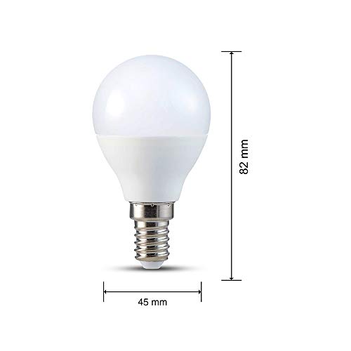 Bombilla Tipo Golf P45 V-TAC 4W (Equivalente a 30W) Ahorradora de Energía E14 SES (Rosca Edison Pequeña) 4000K Day Blanco No Regulable - Paquete de 10