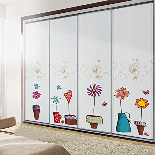 Bomcomi La Flor de Mariposa de Dibujos Animados Pegatinas Etiqueta de la Ventana de Cristal decoración de la Pared