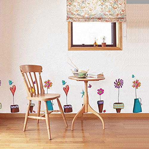 Bomcomi La Flor de Mariposa de Dibujos Animados Pegatinas Etiqueta de la Ventana de Cristal decoración de la Pared