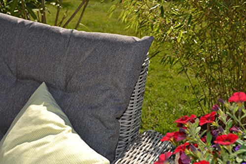 Bomey ratán sintético Muebles de Jardín Set I (4 piezas) Manhattan I Jardín sofá + mesa + dos Sillón + acolchado I Arena gris I Dining Lounge ratán para jardín + Terraza + Jardín De Invierno