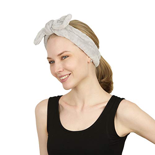 Bonita diadema de vellón Sea Team para el cabello tipo moño, para mujeres, elástica, para cuando te aplicas maquillaje o haces cosplay … (A-Negro)