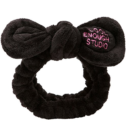 Bonita diadema de vellón Sea Team para el cabello tipo moño, para mujeres, elástica, para cuando te aplicas maquillaje o haces cosplay … (A-Negro)