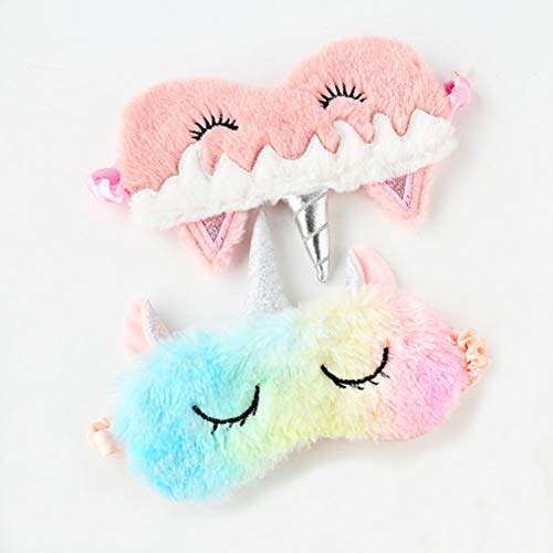Bonito antifaz de peluche para dormir, con forma de unicornio, con orejas, para la noche, la siesta o viajes, para mujeres y niñas