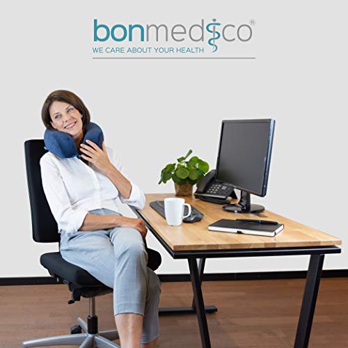 Bonmedico Almohada Ergonómica para el Cuello Hecha de Espuma de Memoria, Almohada de Viaje y Almohada para el Cuello, Almohada de Viaje (Azul).