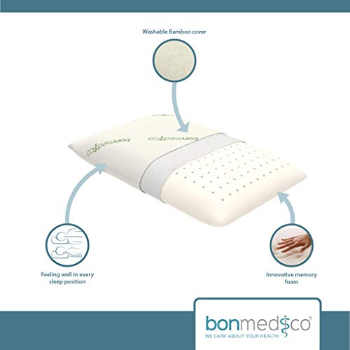 Bonmedico Almohada Supreme, Almohada Ergonómica para la Cabeza y el Cuello Hecha de Espuma de Memoria con Funda de Bambú (40 x 80cm)
