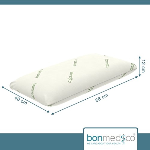 Bonmedico Almohada Supreme, Almohada Ergonómica para la Cabeza y el Cuello Hecha de Espuma de Memoria con Funda de Bambú (40 x 80cm)
