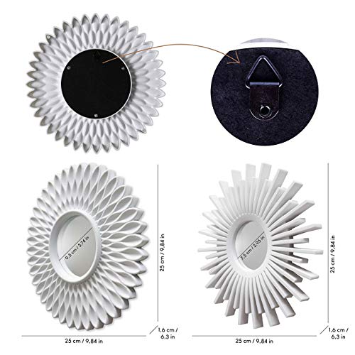 BONNYCO Espejos Pared Decorativos Blancos Pack 3 Espejos Decorativos Ideales para Decoracion Casa, Habitación y Salón | Espejos Redondos Pared Regalos Originales para Mujer | Decoracion Pared