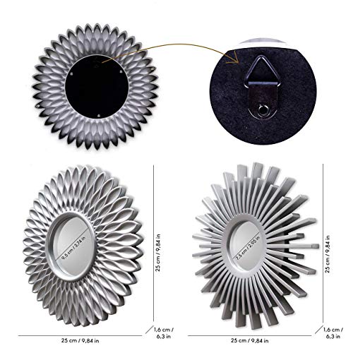 BONNYCO Espejos Pared Decorativos Plateados Pack 3 Espejos Decorativos Ideales para Decoracion Casa, Habitación y Salón | Espejos Redondos Pared Regalos Originales para Mujer | Decoracion Pared