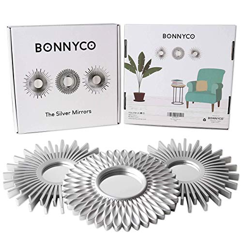BONNYCO Espejos Pared Decorativos Plateados Pack 3 Espejos Decorativos Ideales para Decoracion Casa, Habitación y Salón | Espejos Redondos Pared Regalos Originales para Mujer | Decoracion Pared