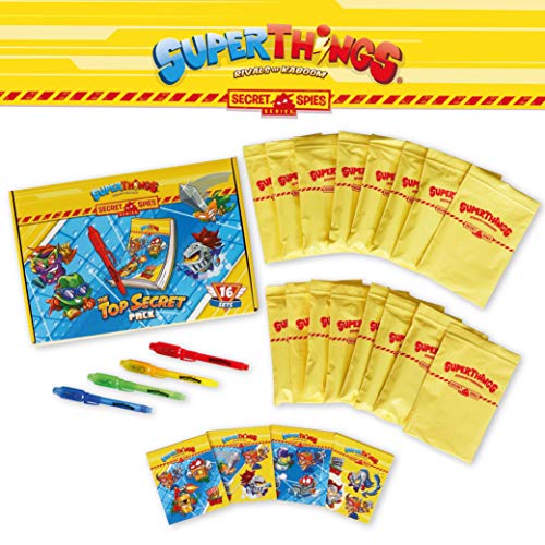 BONNYCO SuperThings Secret Spies - Detalles Cumpleaños Niños, Boligrafo Tinta Invisible y Libreta Pack x 16 | Regalos Cumpleaños Niños Colegio, Detalles Cumpleaños Infantiles, Relleno Piñata