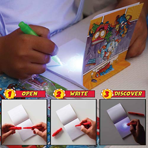 BONNYCO SuperZings - Bolígrafo Tinta Invisible y Libreta Pack x 16 Cumpleaños Niños Colegio, Detalles Cumpleaños Infantiles o Relleno Piñata | Regalos para Niños en Comunión y Boda