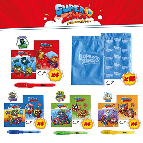 BONNYCO SuperZings - Bolígrafo Tinta Invisible y Libreta Pack x 16 Cumpleaños Niños Colegio, Detalles Cumpleaños Infantiles o Relleno Piñata | Regalos para Niños en Comunión y Boda