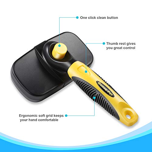 Bonve Pet Cepillo Perros y Gatos, Peine para Perros Gatos y Mascotas Remover y Quitar Pelo con Púas de Acero Inoxidable Reduce 95% de Pelo Suelto Cómodo Seguro Durable para Desenredar a Mascotas