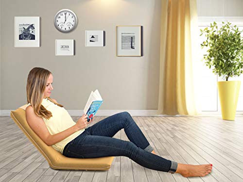 bonVIVO Easy II Silla Acolchada de Suelo con Respaldo Ajustable, Cómoda, Plegable y Versátil - Silla para Meditar, Yoga, Lectura, Ver TV o Gaming, Adecuada para Hogar u Oficina, Color Marrón