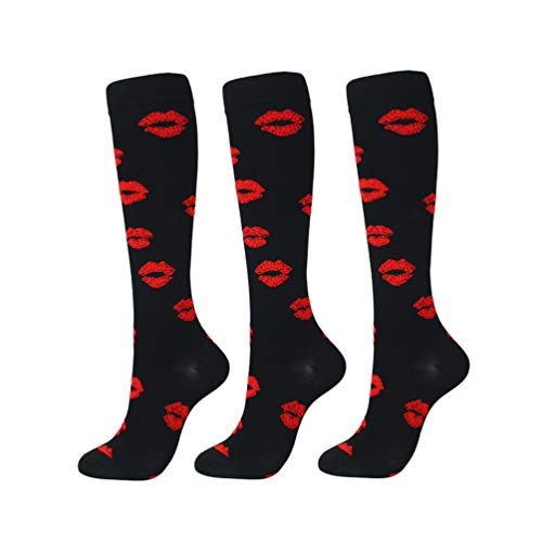 Booding 3 pares Calcetines de compresión para Mujeres y Hombres para Baloncesto Fútbol Correr Escalar Montaña para correr, médico, deportivo, viajes en avión, embarazo