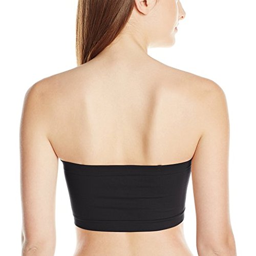 Boolavard Sujetador Bandeau sin Costuras Sujetador Boob Tube sin Tirantes Elástico (Negro, X-Large)