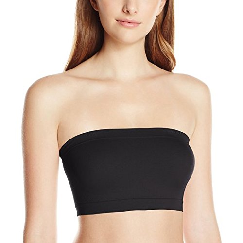 Boolavard Sujetador Bandeau sin Costuras Sujetador Boob Tube sin Tirantes Elástico (Negro, X-Large)