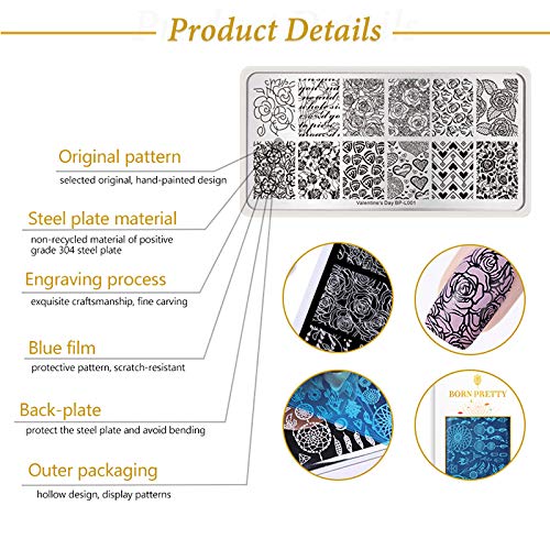 Born Pretty Plantilla de estampación para uñas, de la marca Born Pretty, con diseño de calabazas, fantasmas y murciélagos de Halloween, ideal para bricolaje y manicura (kit-1)