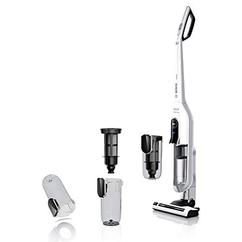 Bosch BBH625W60 Athlet - Aspirador escoba (autonomía hasta 60 min, tecnología SensorBagless, batería ion-litio de 25,2 V), color blanco