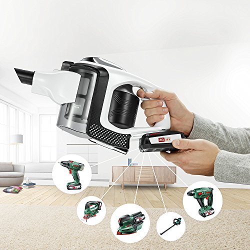 Bosch BBS1224 Unlimited Serie | 8 Aspirador sin cable, incluye 2 baterías extraíbles, 18 V, color blanco