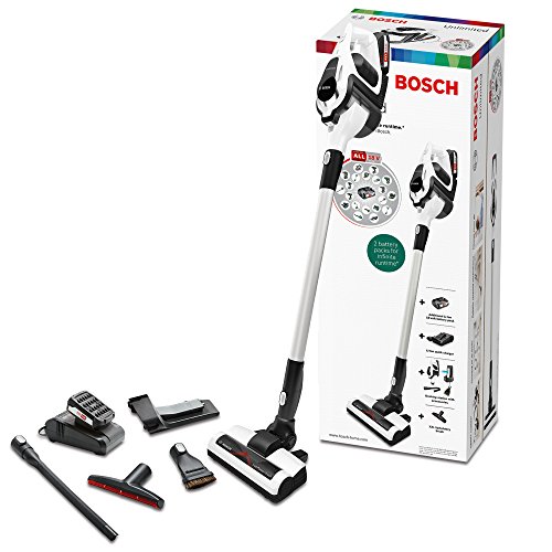 Bosch BBS1224 Unlimited Serie | 8 Aspirador sin cable, incluye 2 baterías extraíbles, 18 V, color blanco