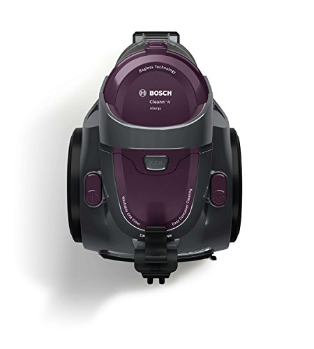 Bosch BGC05AAA1 Aspirador sin Bolsa, Diseño Ultra-Compacto, Filtro HEPA H12 Lavable, 700 W, 1.5 litros, 78 Decibelios, Violeta/Gris