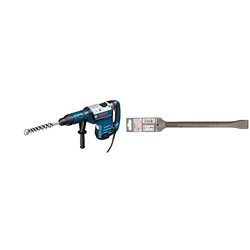 Bosch Professional - Martillo combinado GBH 8-45 DV (1500 W, taladrado en hormigón:12-45 mm, maletín) + Bosch 1 618 600 210  - Cincel plano SDS-max - 280 x 25 mm (pack de 1)